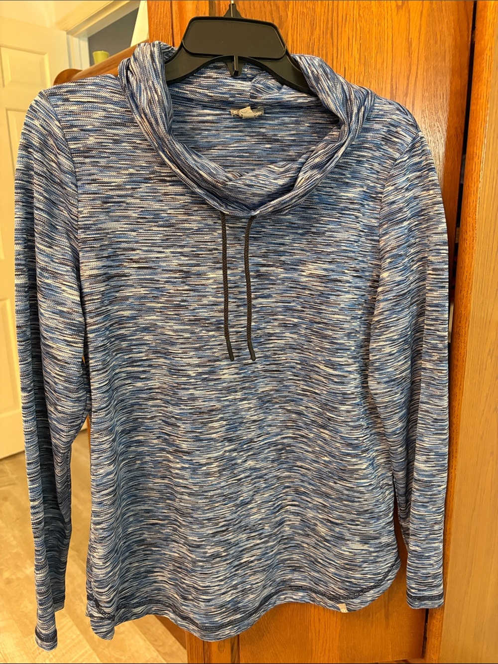 Talbots Blue Space-Dyed Cowl Neck Top